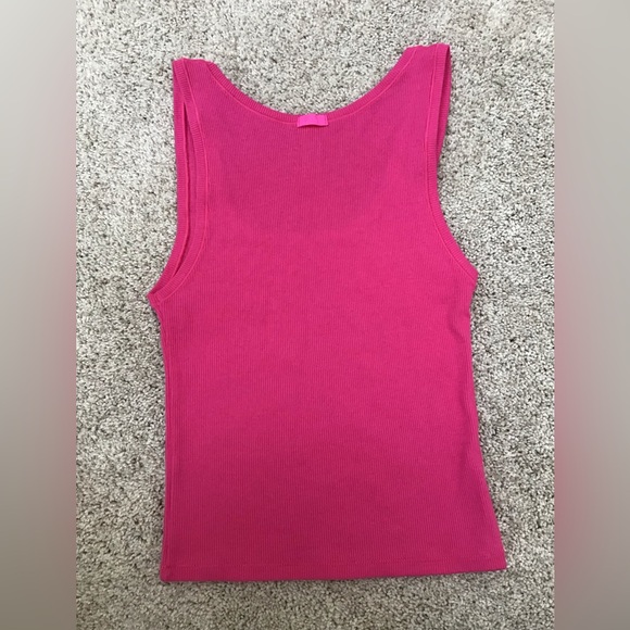 SKIMS Cotton Rib Tank | Bright Pink | Size M - Picture 8 of 9